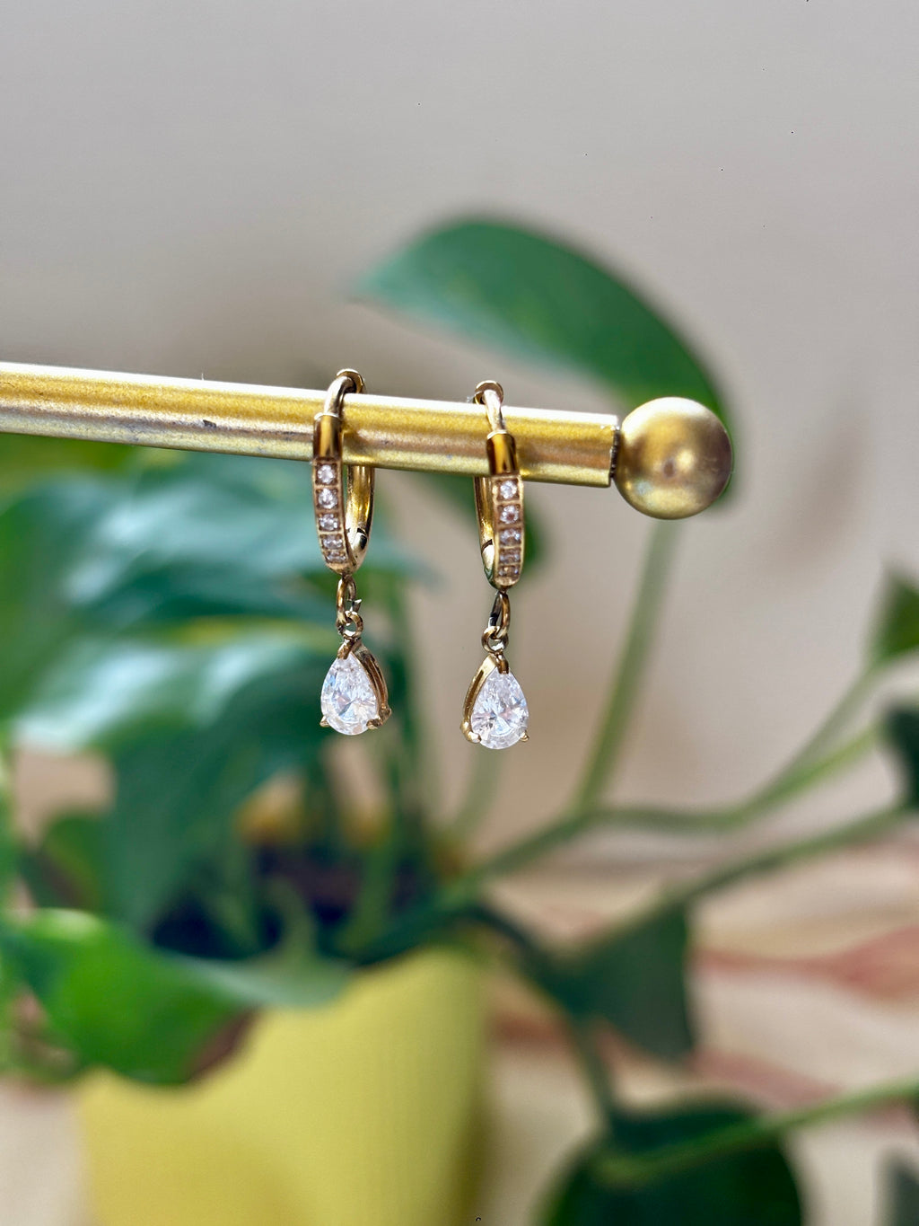 Elara Crystal Drop Hoops