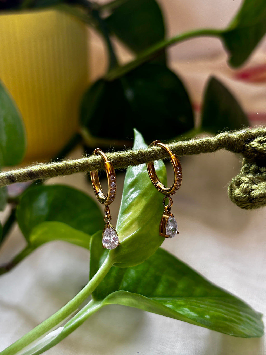 Elara Crystal Drop Hoops